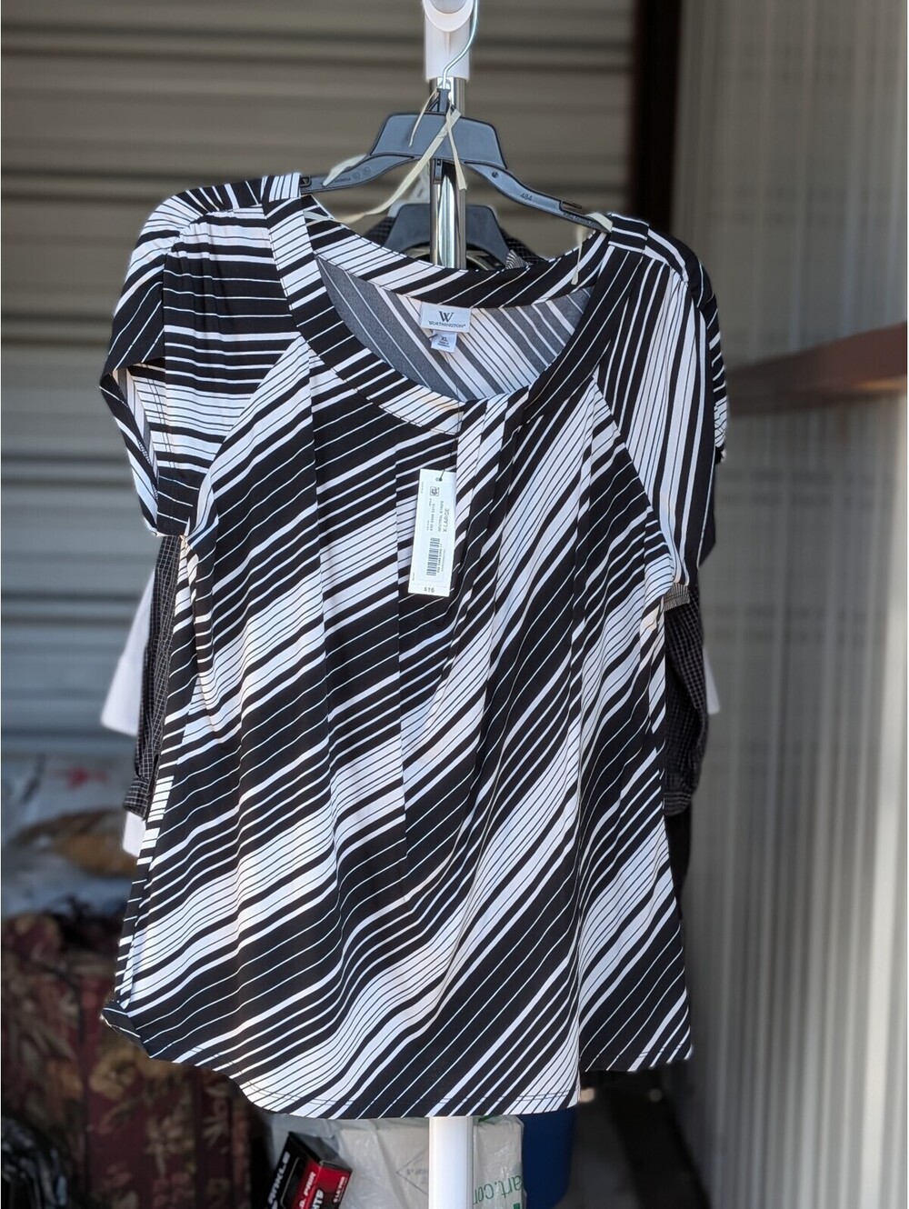 Worthington black and white striped top